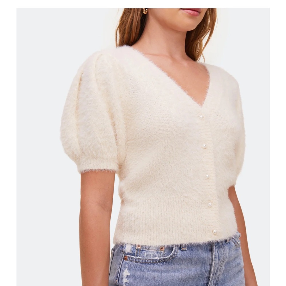 Eyelash Puff Sleeve Cardigan